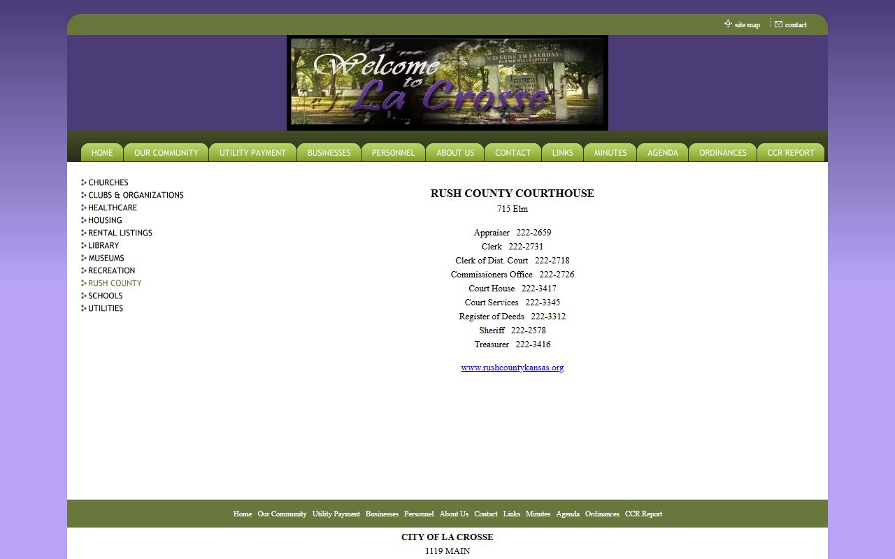 Rush County Clerk of the District Court courthouse office directory
