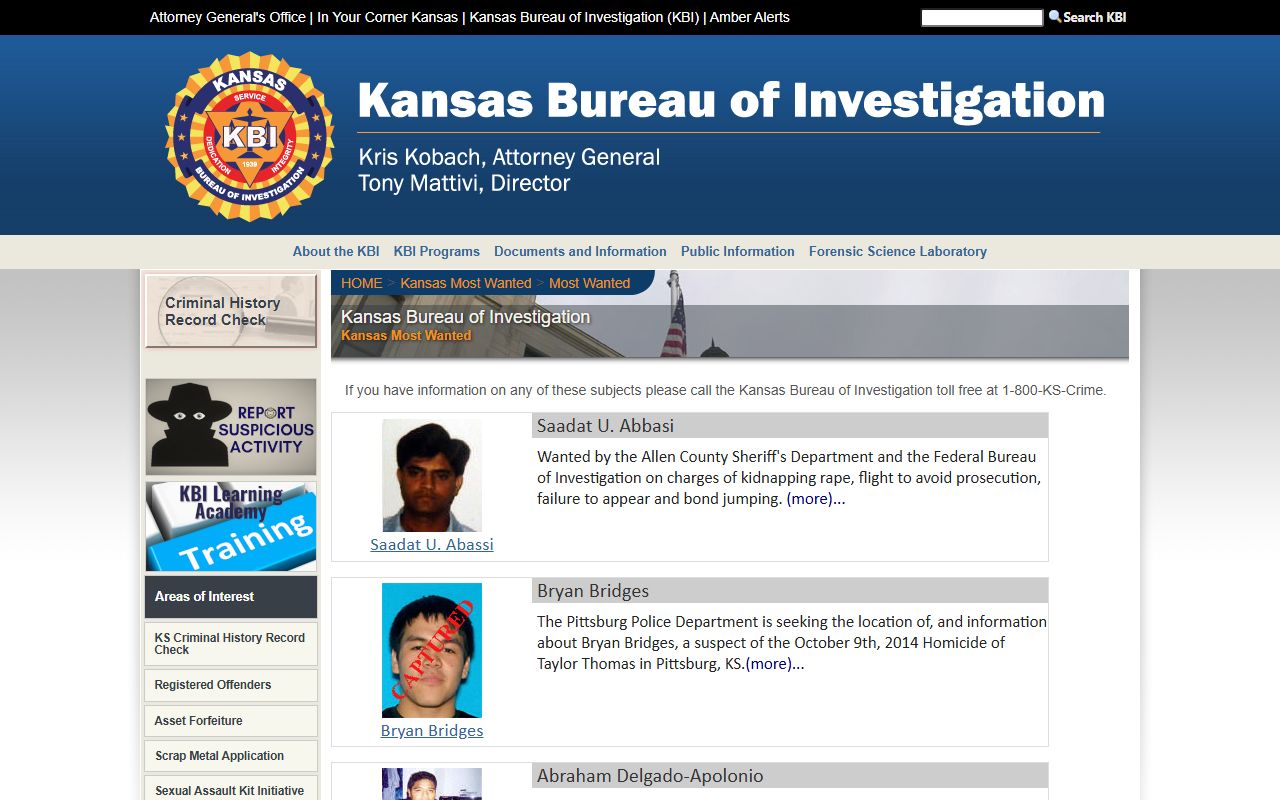 Rush County arrest records KBI most wanted source
