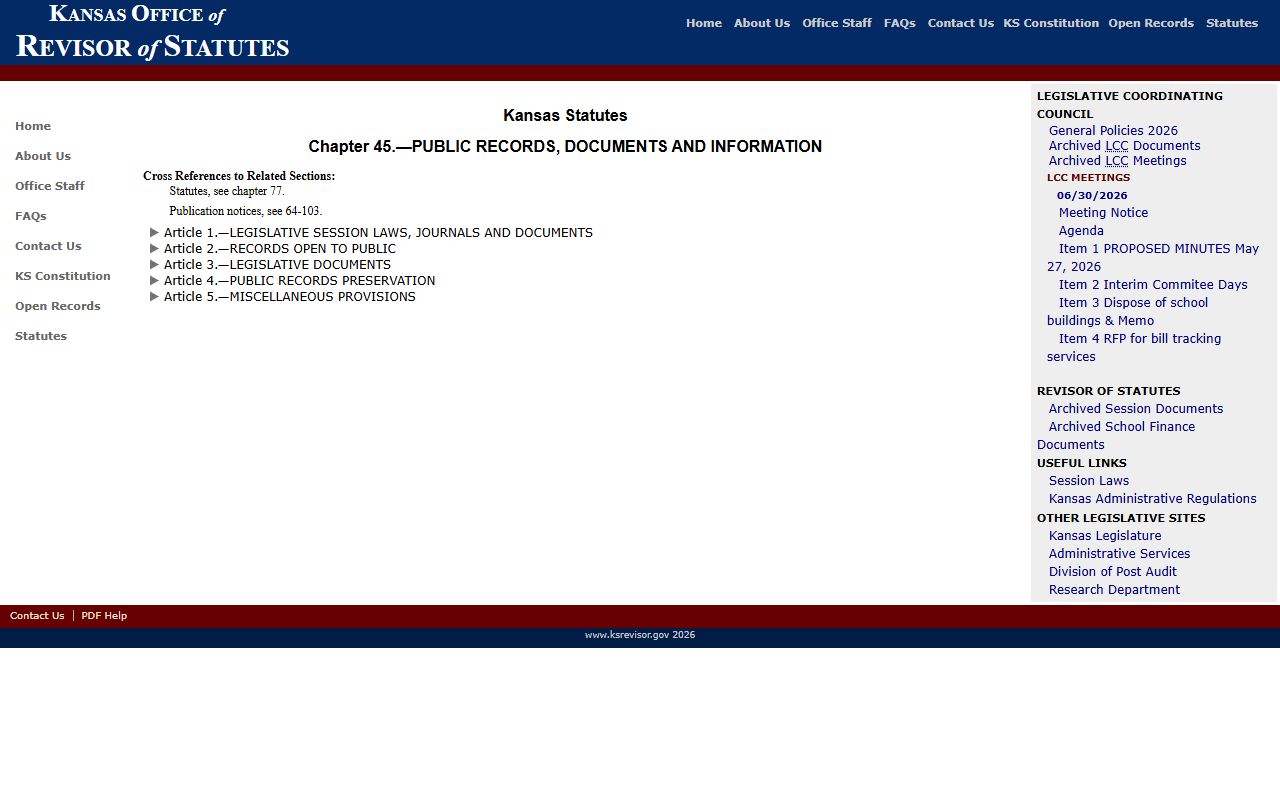 Rush County court dockets Kansas Open Records Act source