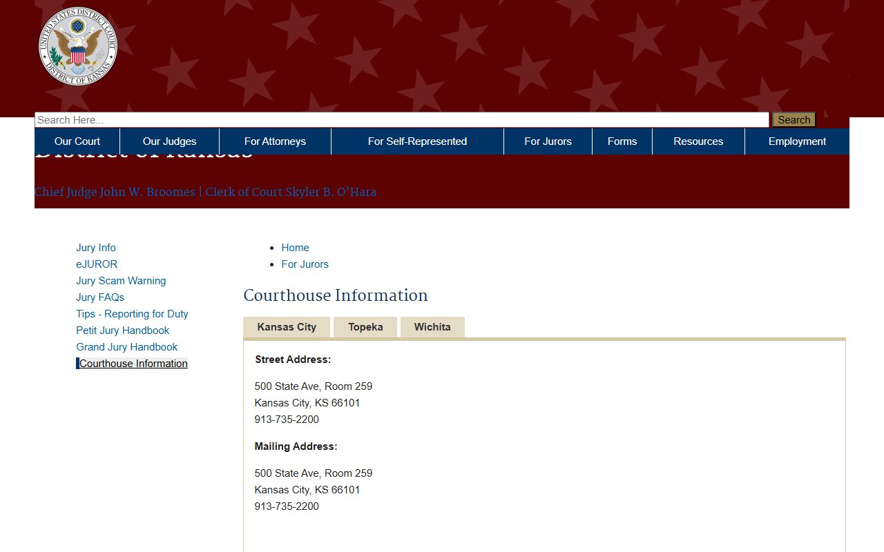 Rush County District Court District of Kansas court locations