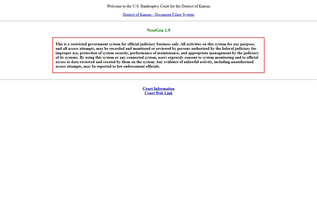 Rush County District Court Kansas bankruptcy electronic filing system