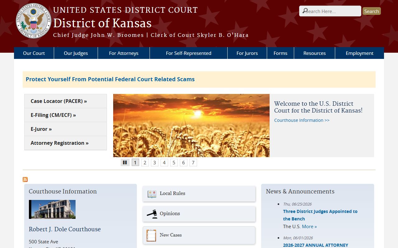 Rush County District Court federal District of Kansas distinction