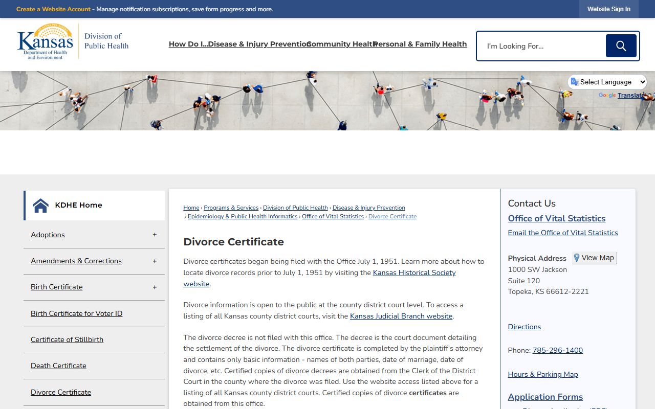 Rush County divorce records KDHE divorce certificate request