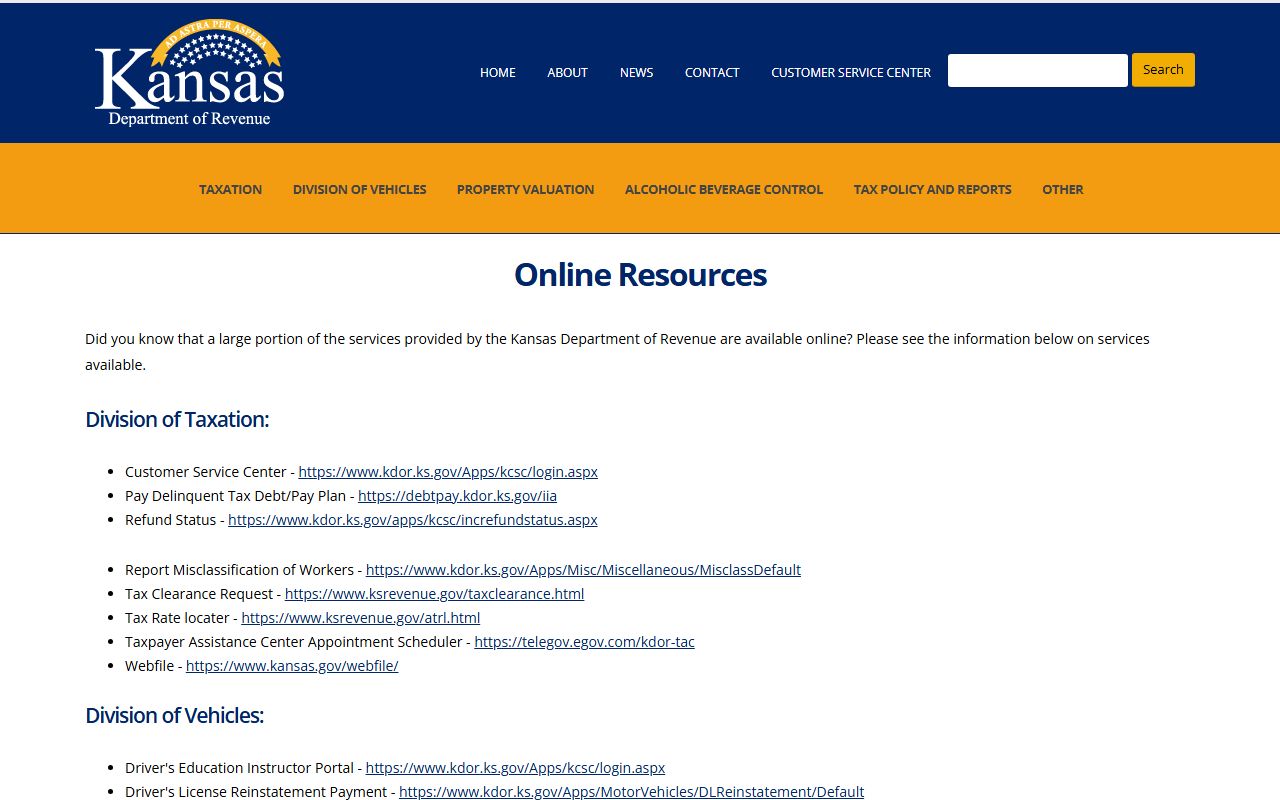 Rush County traffic court records KDOR online services